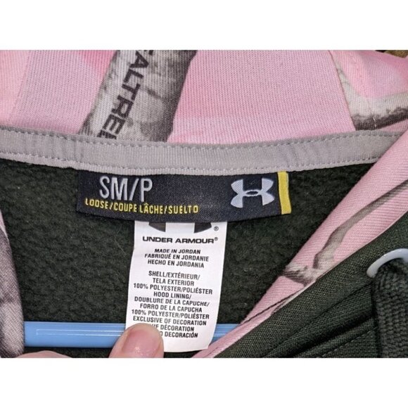 Under Armour Storm Green Pink Realtree Camo Hoodie Pullover Sweatshirt Sz Small - Picture 4 of 7
